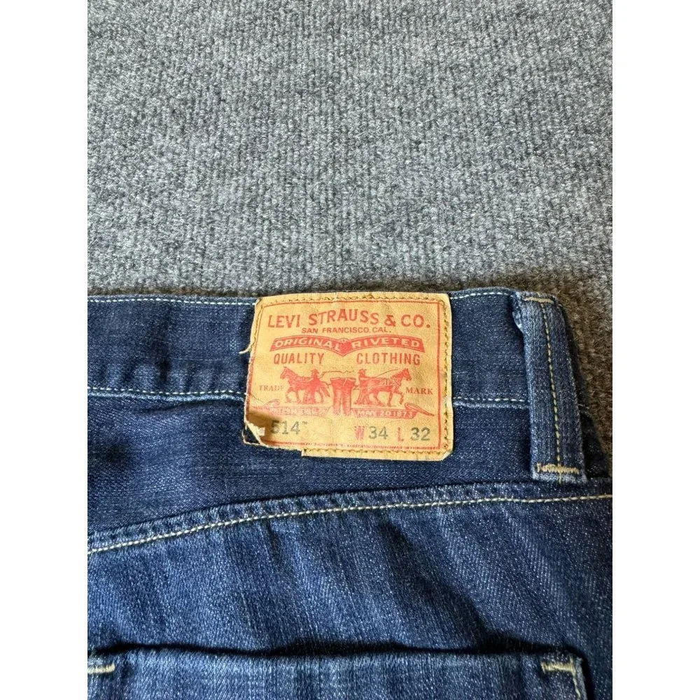 Levi's Jeans Mens 34x30* Blue‎ 514 Slim Straight American Workwear Dark Denim